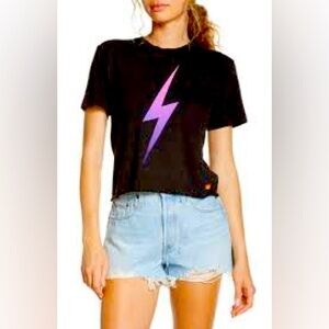 FIRST PICTURE IS NOT SHIRT! this a pink aviator nation lighting bolt boyfriend t